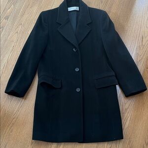 Jones New York Black Women's wool coat single button lapel knee length.
